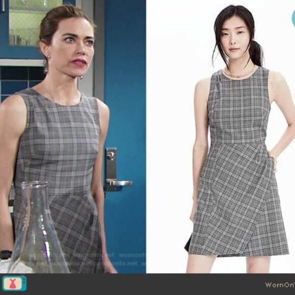 Banana Republic Dresses & Skirts - Banana Republic Dress Wool Plaid Houndstooth Wrap Windowpane Black White Busines